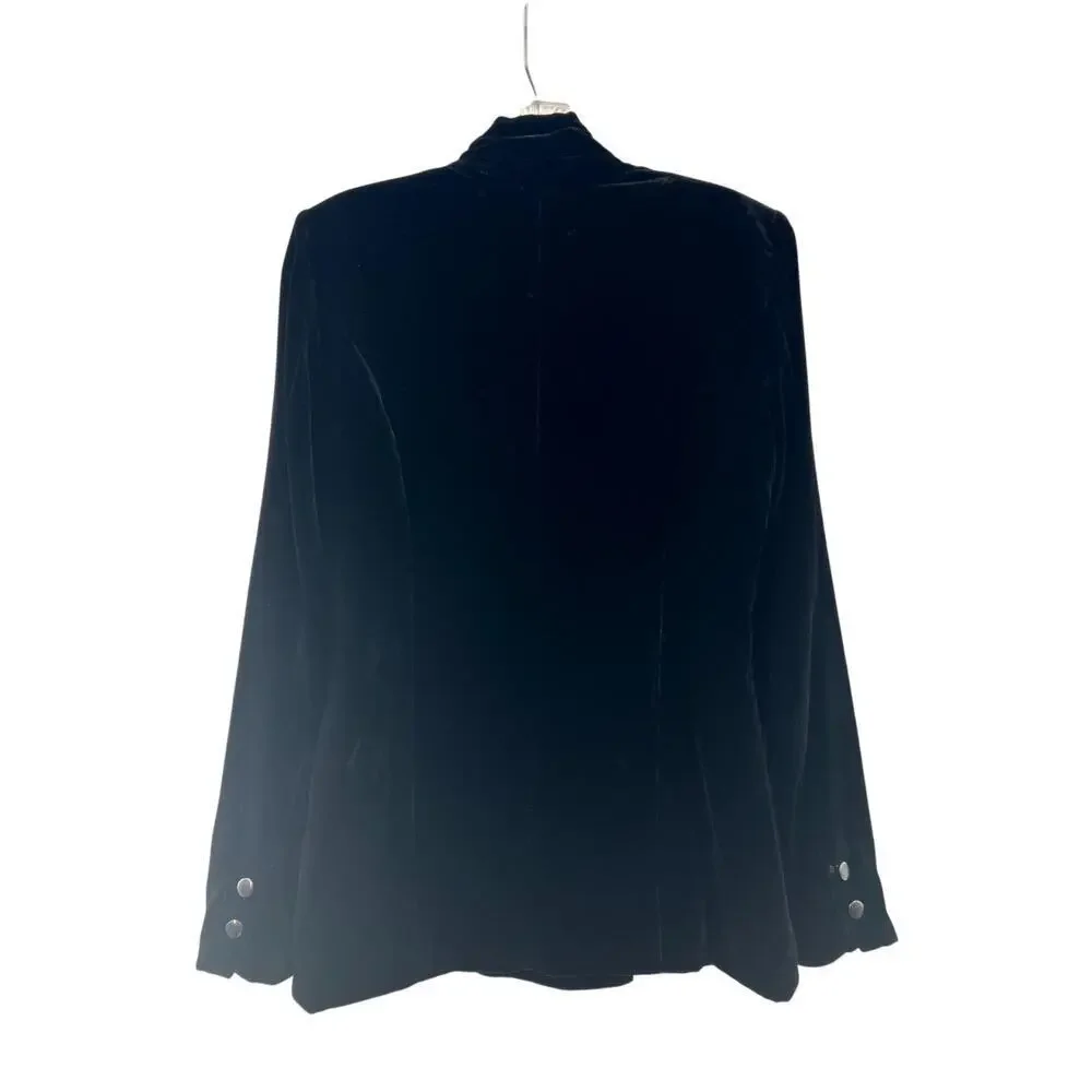 Paige Women's Black Solid Velvet Double Breasted Snap Front Jacket Small